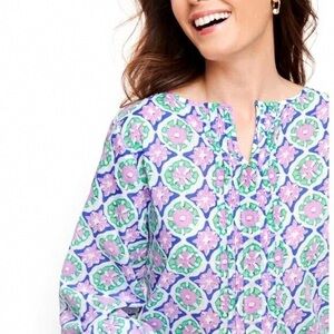 Talbots Lavender, Mint and Pink Floral Tile Print Tunic